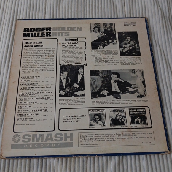 Roger Miller ‎– Golden Hits Vinyl, LP 1965 Smash Records - Picture 2 of 4